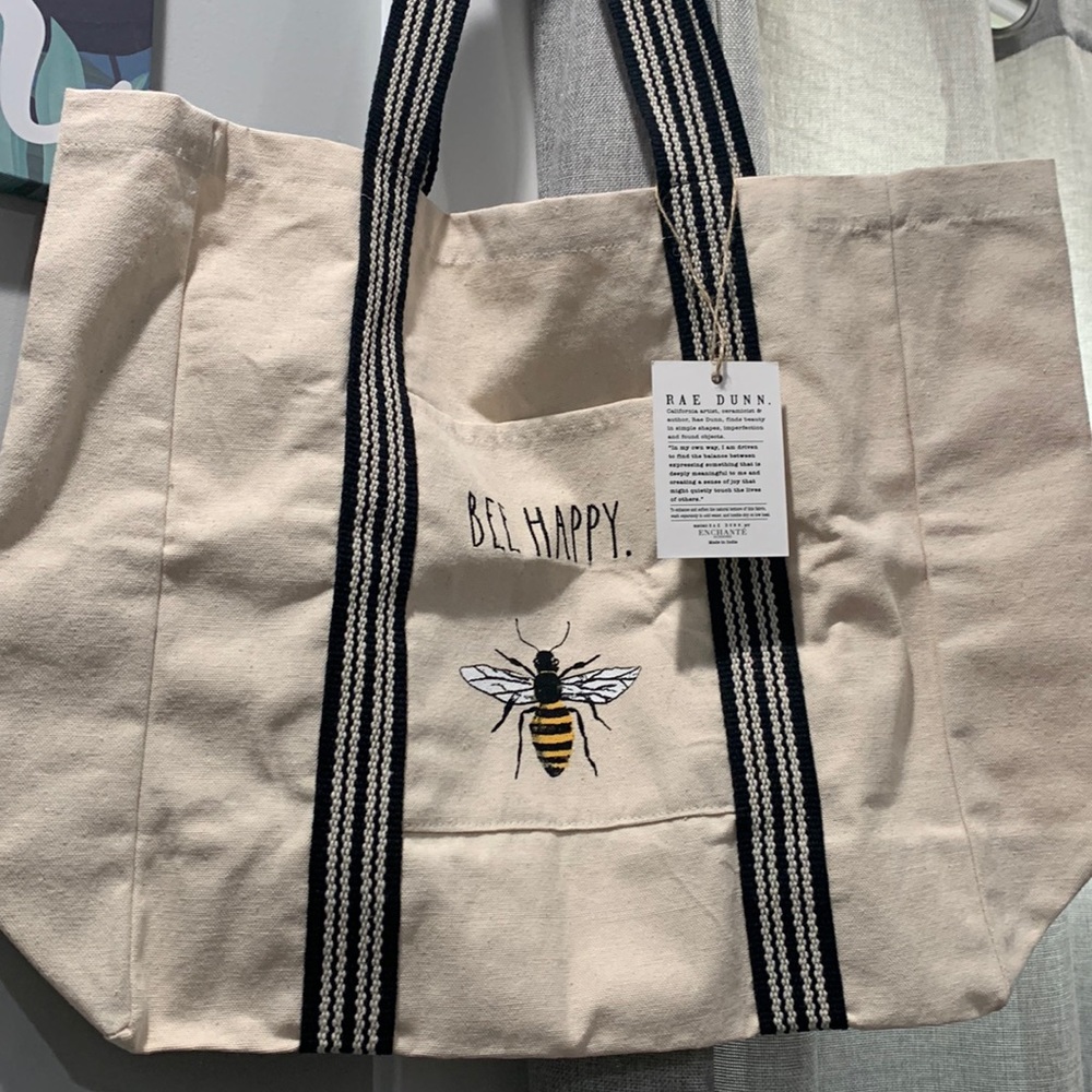Rae Dunn Bee Happy Canvas Tote